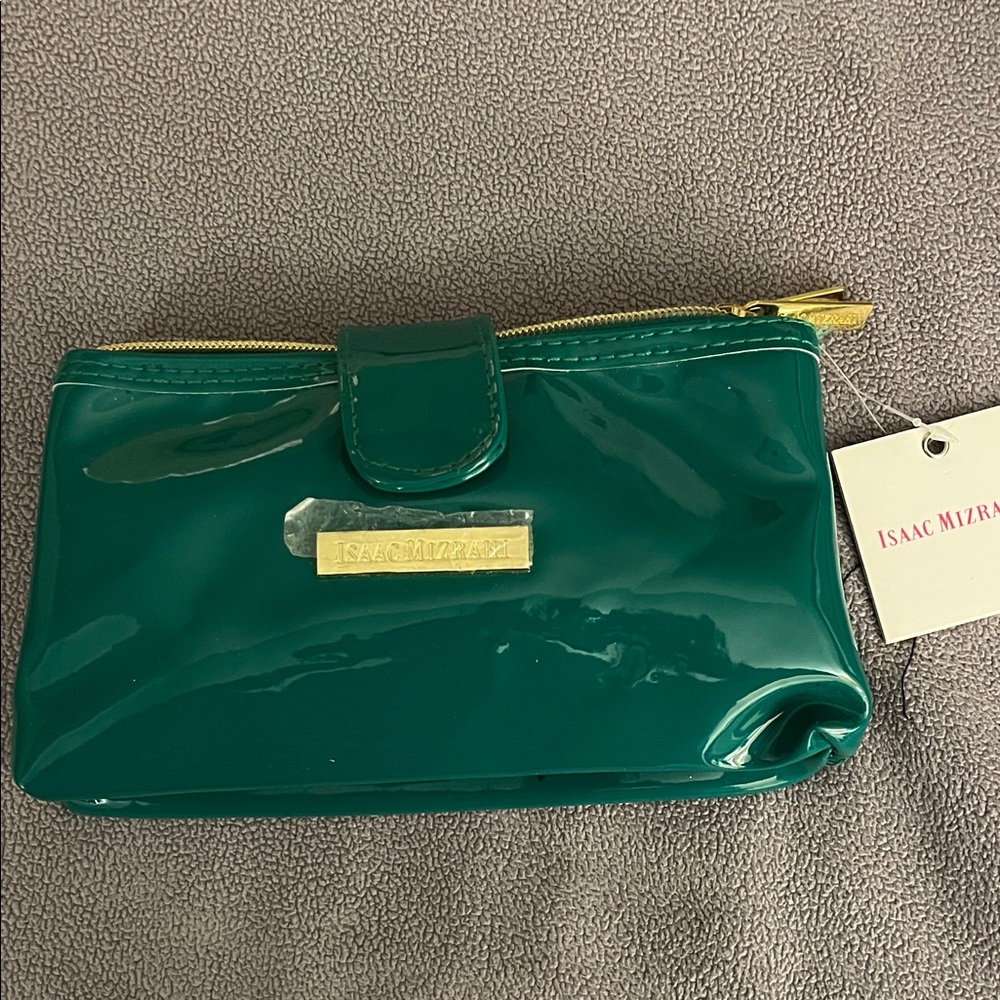 Isaac Mizrahi Glossy Teal Cosmetic Bag